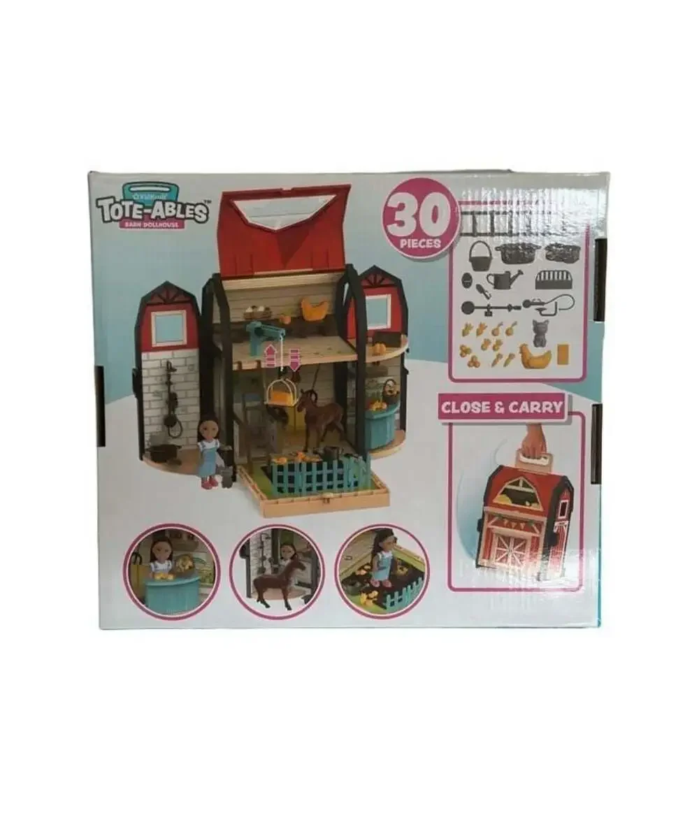 KidKraft Tote-ables Portable Barn Dollhouse with 30 Accessories - Kids Gift